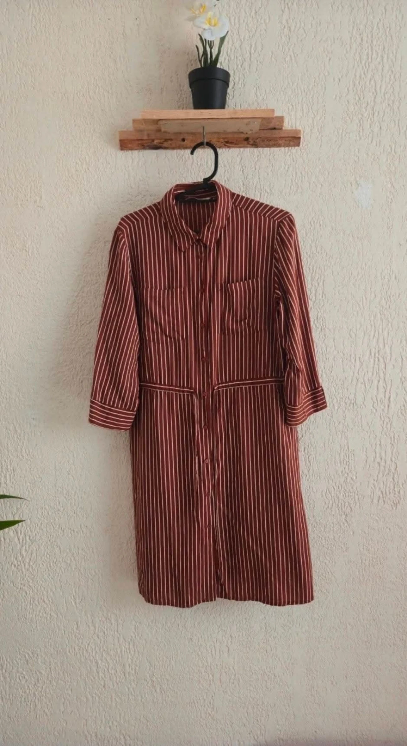 Only brown striped shirt dress – Retro vintage style – Size 34 – Autumn – photo 2